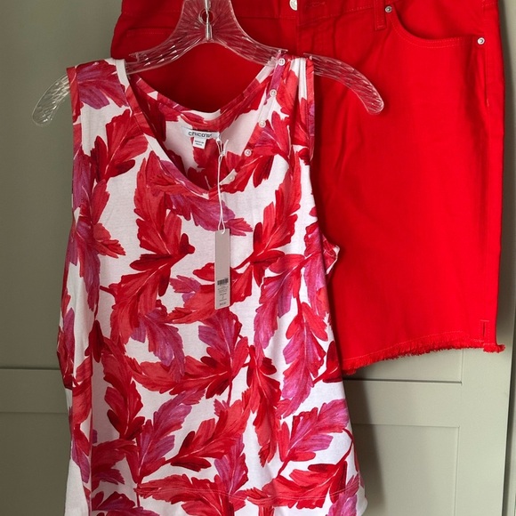 NWT Chico's Red & White Women's Sleeveless Tank Top, Sz 2 (Med, 12-14) - Picture 7 of 7